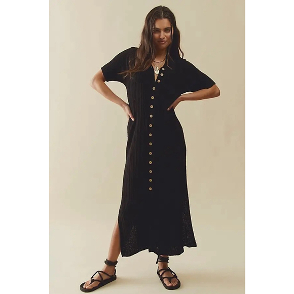 Free People Sweaters - Free People Riding Waves Midi Sweater, Black Medium